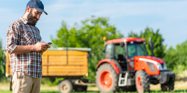 Farmer on phone